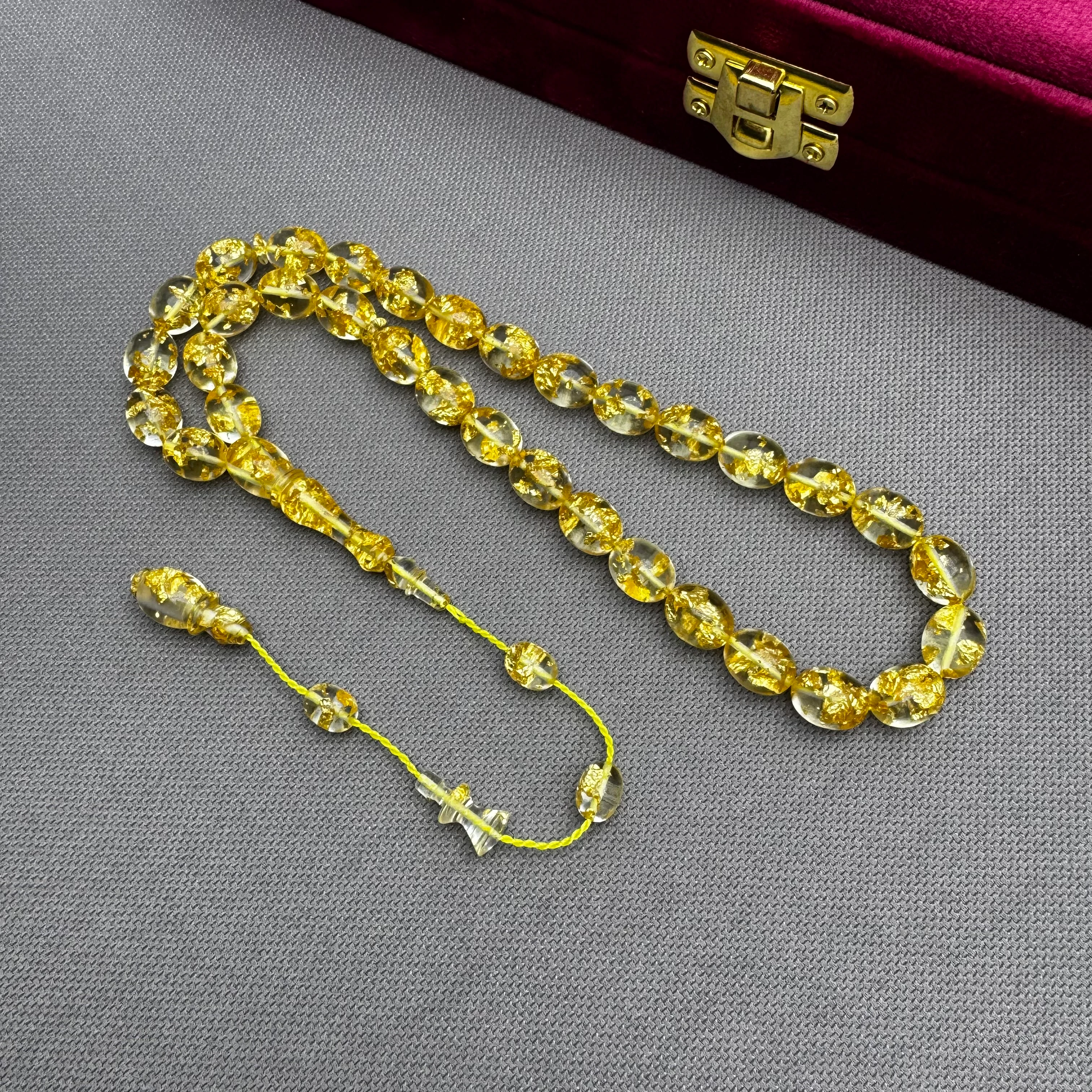 Muhammed ERDEN Usta İşçilikli Altın Parçacıklı Sertifikalı Uçak Camı Tespih